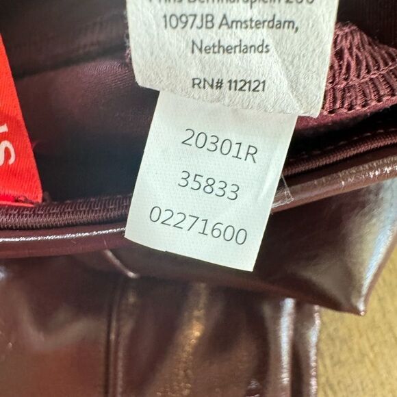 Spanx Faux Patent Leather Leggings XS Ruby High Rise Waist Shaping - Picture 11 of 14